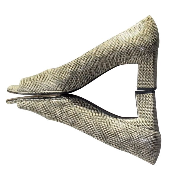 Stuart Weitzman Women's Beige Snakeskin Print Block Heel Shoes Size 9 AAAA - Picture 6 of 11